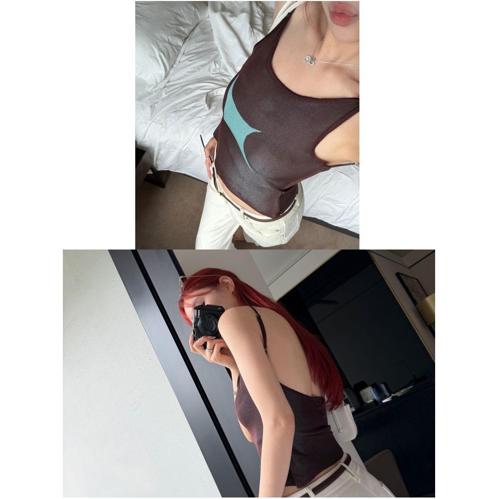 DailyDash Summer Focus Color Blocked Printed Knit Backless Street Style Camisole Top for Women image 4