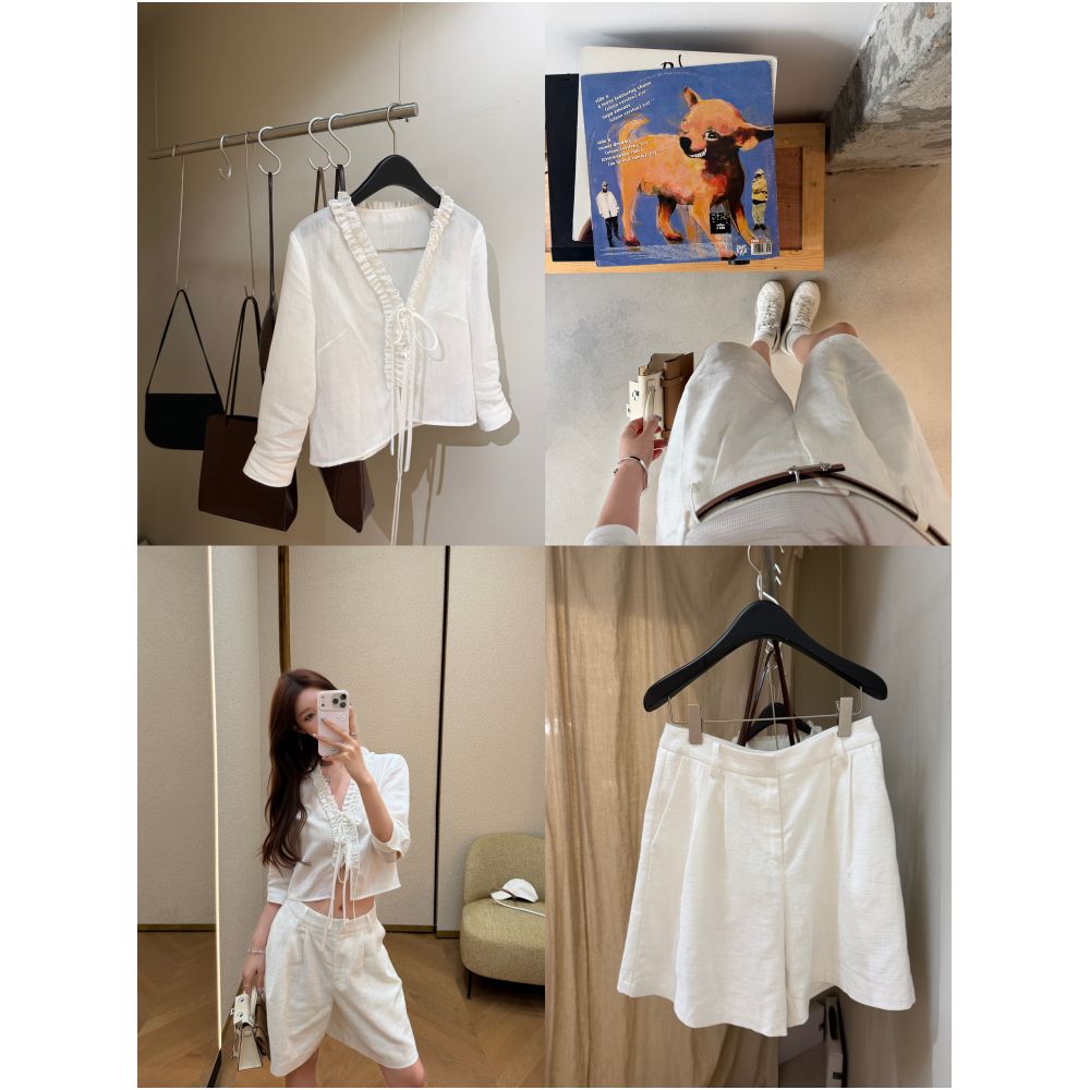 DailyDash Chill Relaxed Smart Ramie Lyocell Ruffled Top and Shorts Set image 1