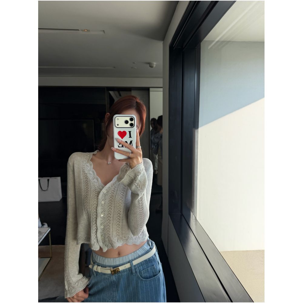 DailyDash s Fallen Girl high quality linen lyocell openwork crochet knit cardigan with a charming feel image 4