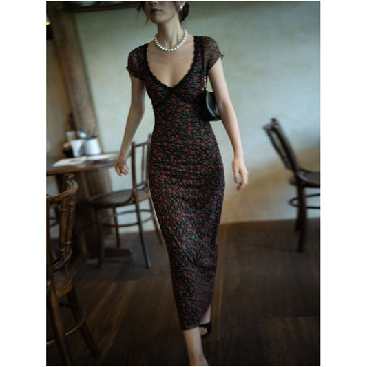 ASAYA7853 – Midnight Rose Floral Dress 🌹🖤