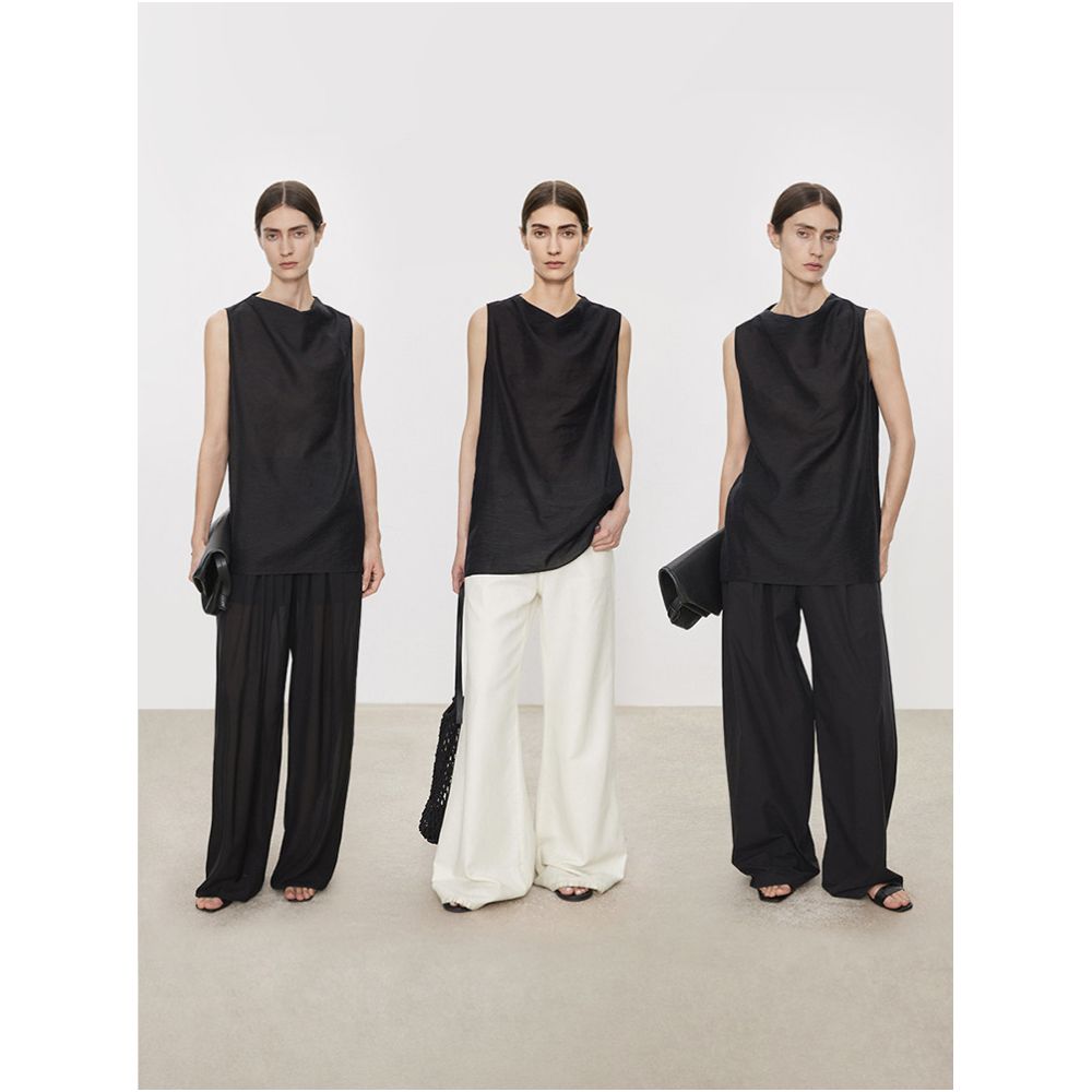 CHICJOC Special Offer Lightweight Sheer Crepe Acetate Linen Tencel Vest with Streamlined Casual Draped Neckline image 4