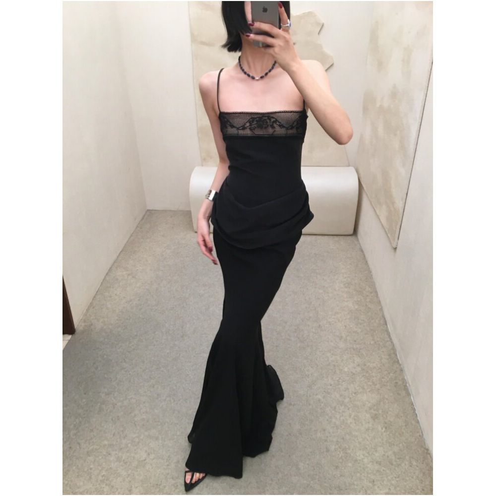 NALYSA s sophisticated black camisole top and Hepburn inspired pleated skirt two piece set exudes a mature and elegant aura image 1