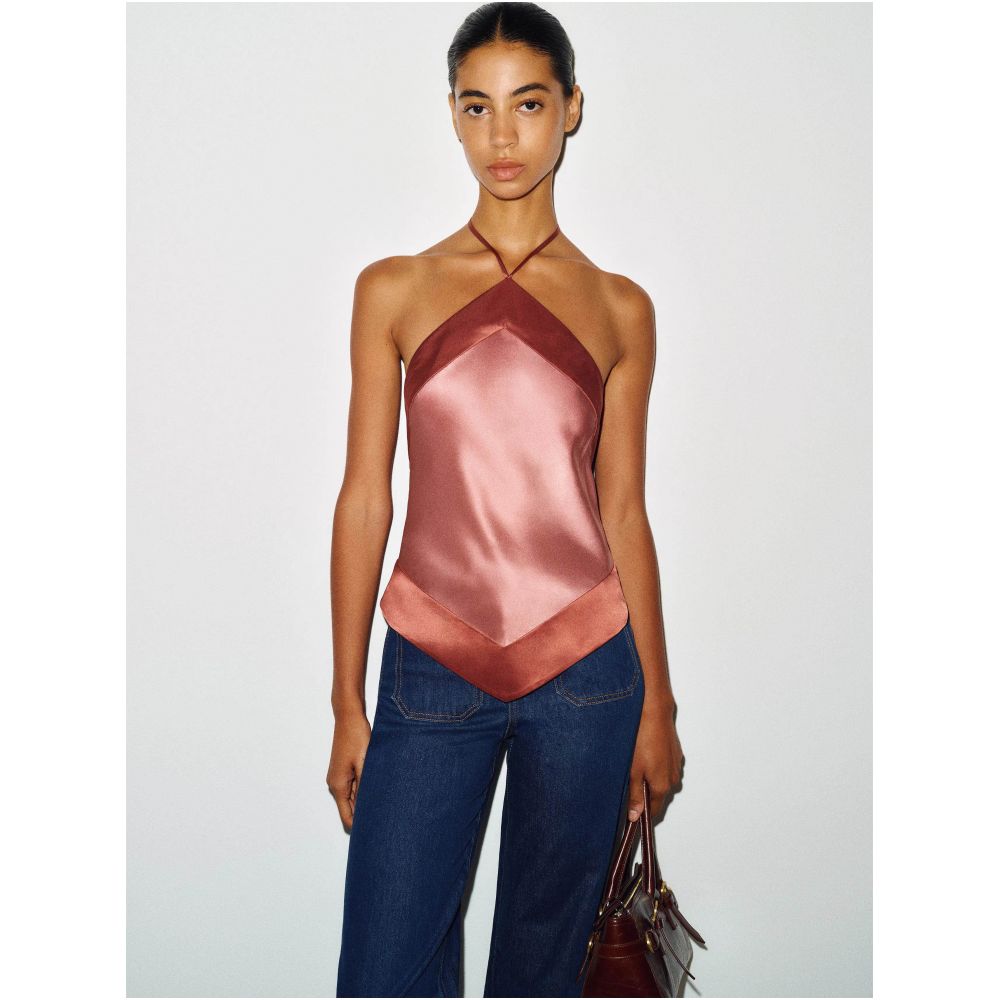ASAYA7865 – Satin Halter Luxe Top ✨🤎