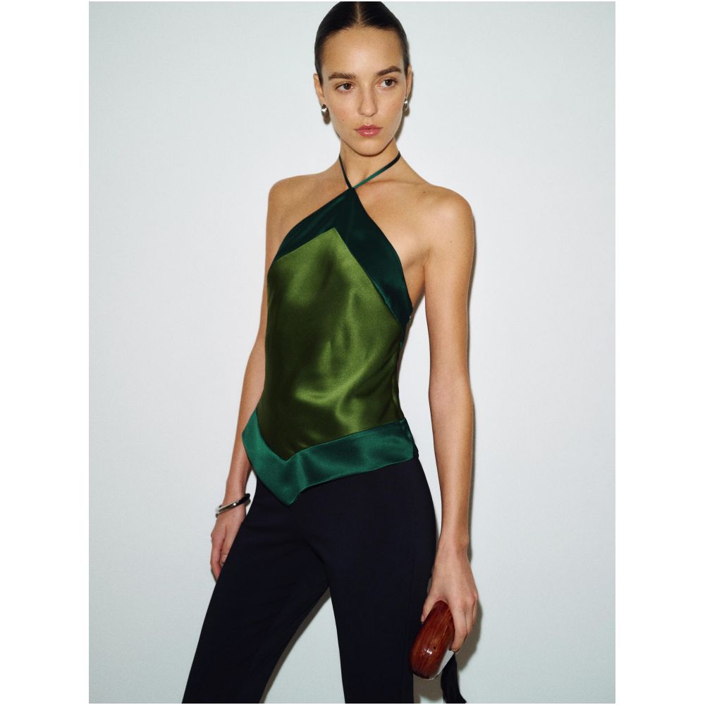 ASAYA7865 – Satin Halter Luxe Top ✨🤎