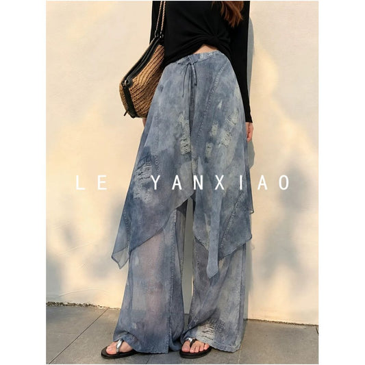 ASAYA7872 – Ethereal Denim Layered Pants 🩵✨