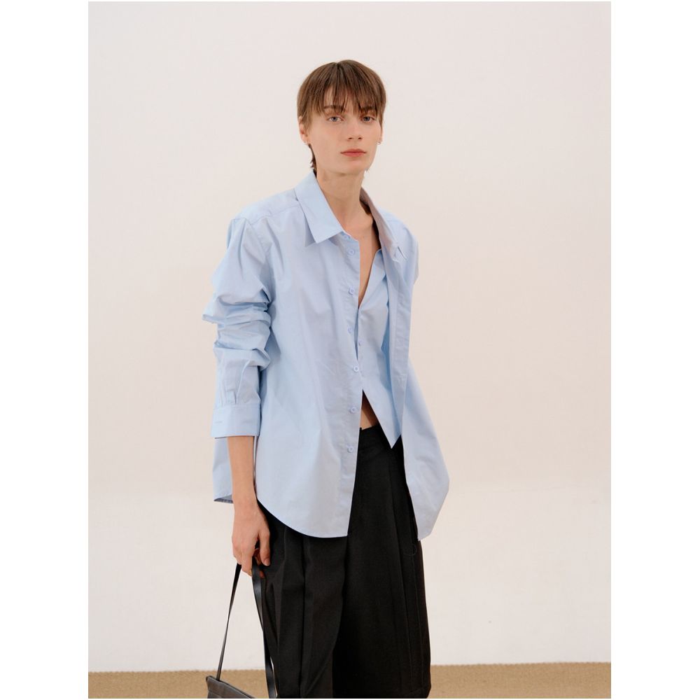 ASAYA7873 – Modern Layered Cotton Shirt 🤍🩵