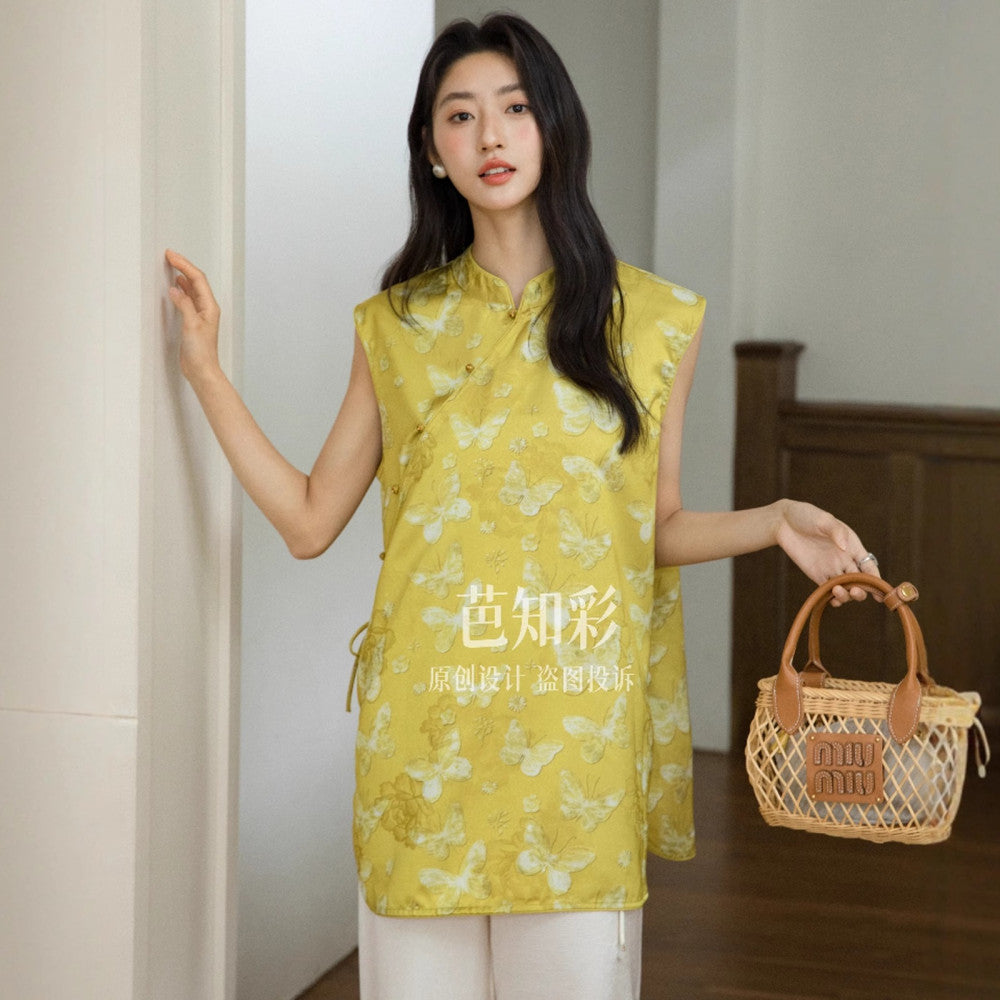 Wind Rises Autumn Mountain Vertical Qipao Top 4801 Retro Chinese Style Qipao Shirt Comfortable New Chinese Style Small Shirt image 7