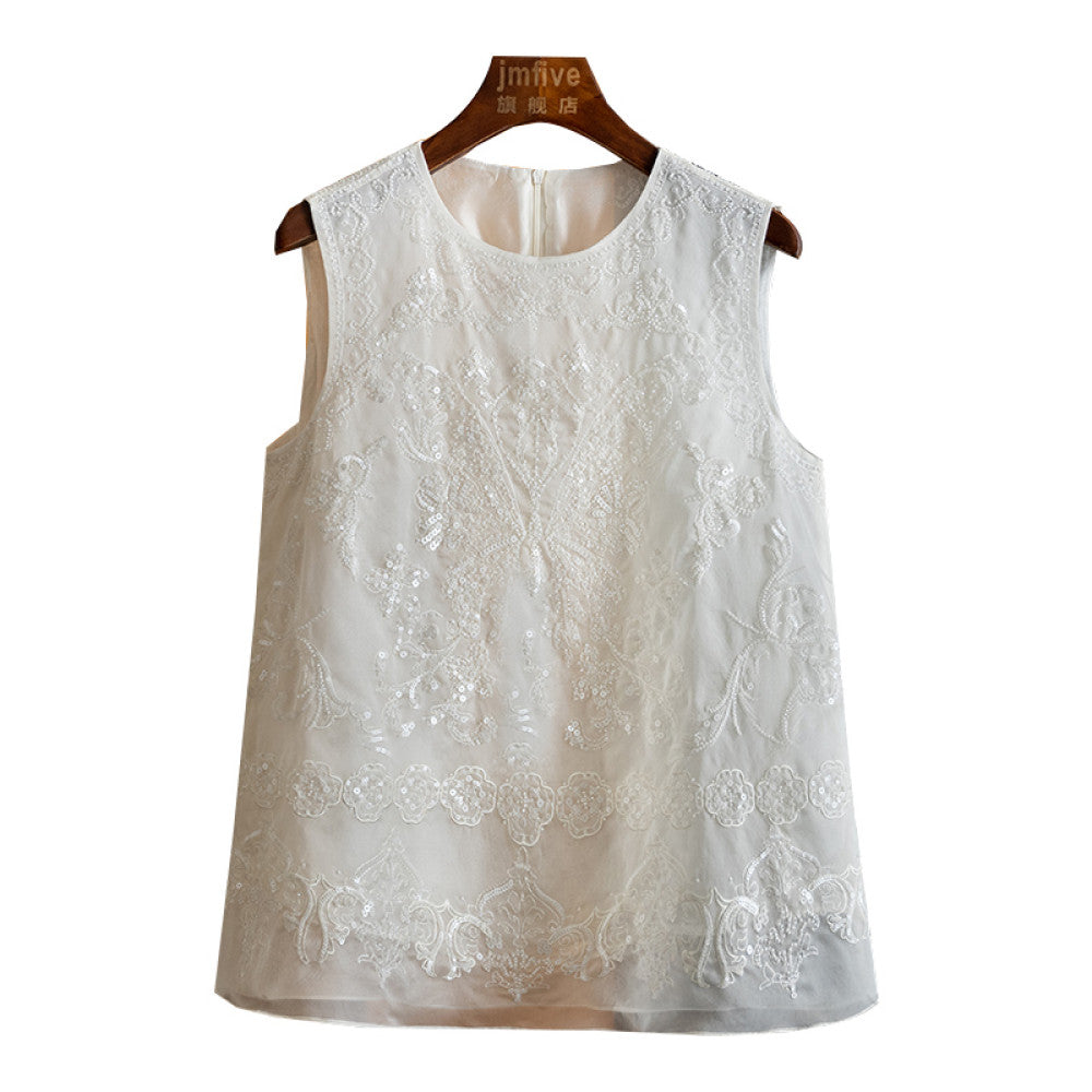 New Chinese style mulberry silk heavy industry sequined butterfly vest 2025 summer new product silk western style fashion shoulder image 12