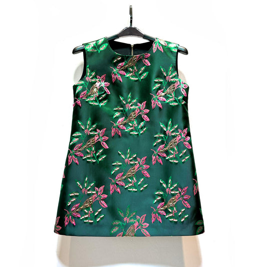 ASAYA4624 – Emerald Songbird Embroidered Dress 🕊️✨