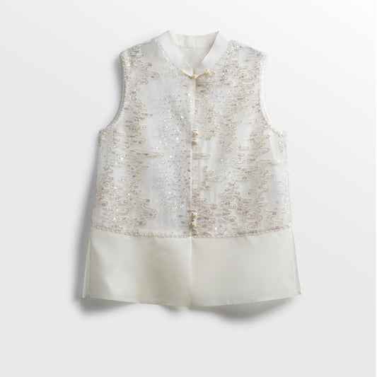 ASAYA4613 – Radiant Pearl Sequin Vest ✨🤍