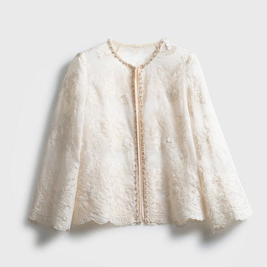 ASAYA4612 – Pearl Lace Elegance Jacket ✨🌸