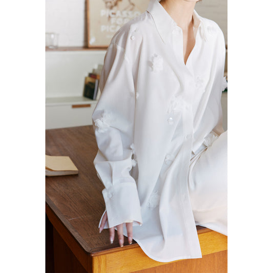 ASAYA4607 – Pure Bloom Oversized Shirt 🤍✨