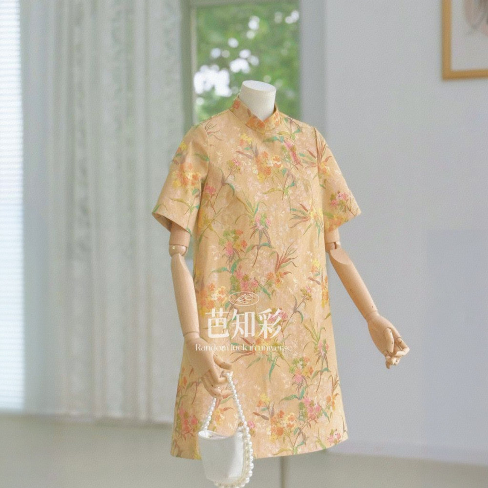 Sleeveless short style retro daily jacquard Hong Kong style qipao 2865 Chinese style heavy industry socialite light luxury dress image 29
