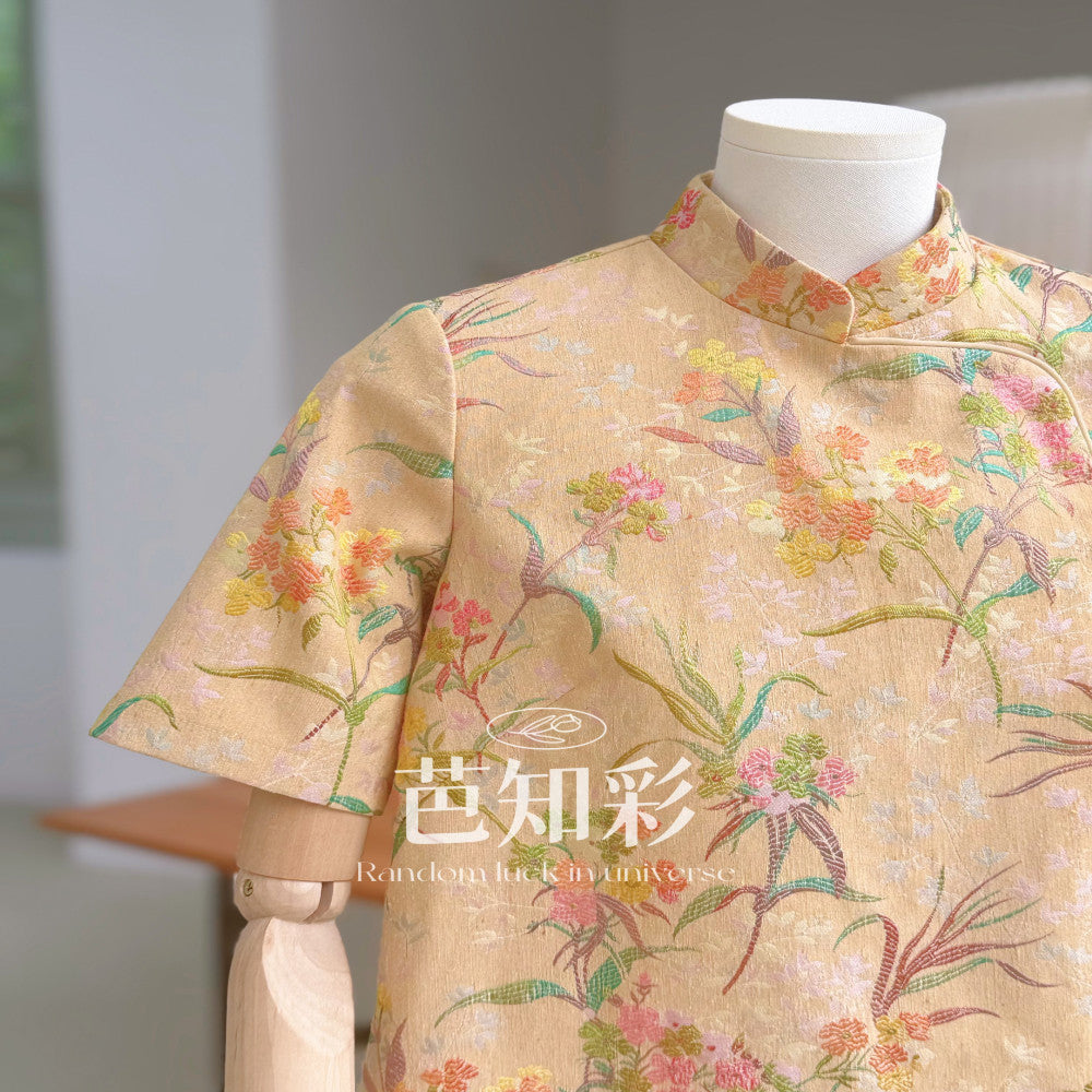 Sleeveless short style retro daily jacquard Hong Kong style qipao 2865 Chinese style heavy industry socialite light luxury dress image 66
