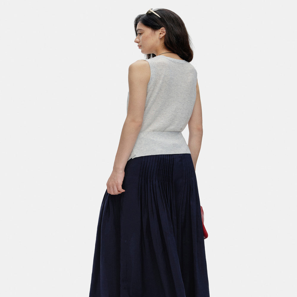 Marllen spatial melody slimming skin friendly breathable acetate cashmere artistic sense cross knot vest for women image 5