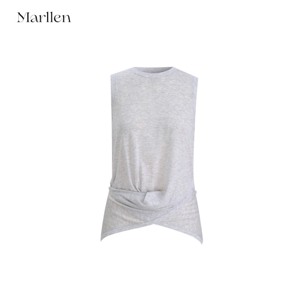 Marllen spatial melody slimming skin friendly breathable acetate cashmere artistic sense cross knot vest for women image 35