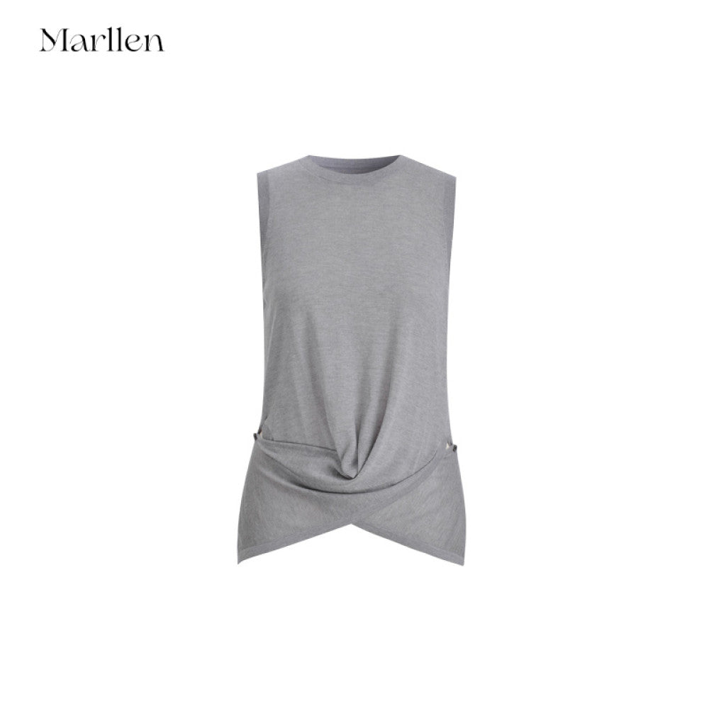 Marllen spatial melody slimming skin friendly breathable acetate cashmere artistic sense cross knot vest for women image 42