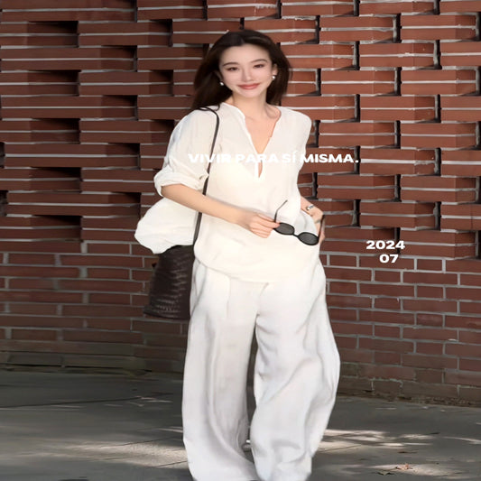 ASAYA4531 – Effortless White Linen Relaxed Set 🤍🌿