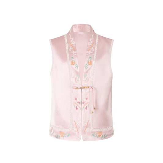 ASAYA4511 - Blush Pink Embroidered Vest & Silk Dress Set 🌸✨