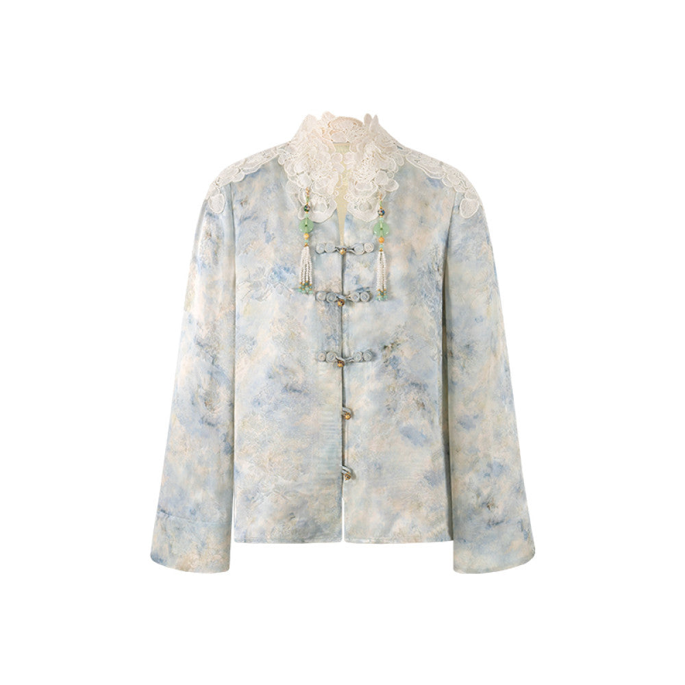 Wuyan Yihe Tai Huadu National Style Original 100 Person Silk Jacquard Lace Coat Satin Half Skirt image 10
