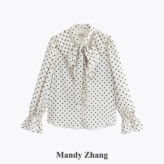 ASAYA4498 – French Romantic Ruffle Bow Tie Blouse 🎀✨