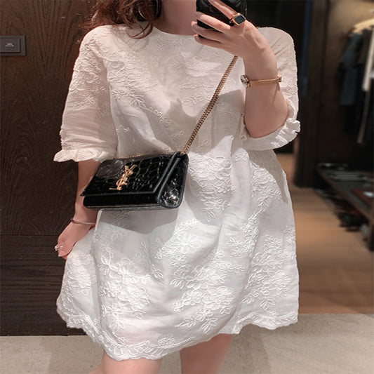 ASAYA4475 - White Linen Embroidered Dress 🤍🌿