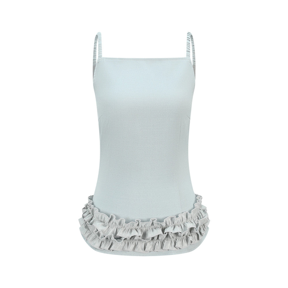 Someone sometimes wears a blue camisole vest with a straight collar and a simple wooden ear for women image 11