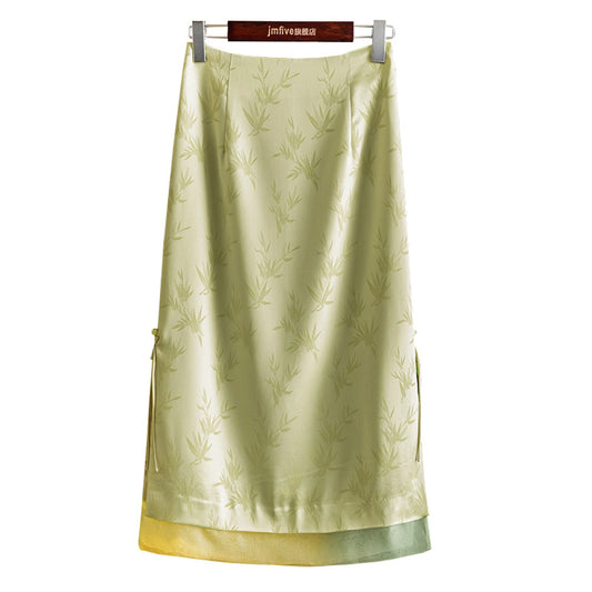#ASAYA4373 - Bamboo Jacquard Midi Skirt (3 Colors) 🌿🌸