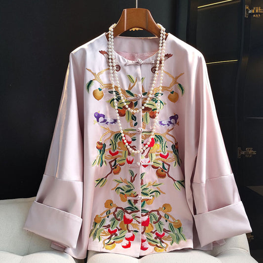 ASAYA4347 - Chinese style buttoned tops new style in spring and autumn high-grade acetate retro embroidered jacket Tang suit 🕊️🍒