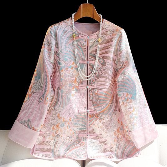 ASAYA4344 - Pink Peacock Brocade Qipao Jacket 🦚💗✨