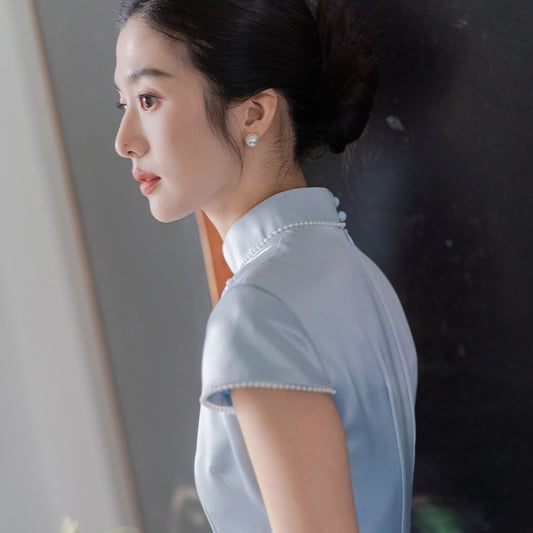 ASAYA4331 - “Bamboo Shadow” Embroidered Cheongsam Dress 💠💙
