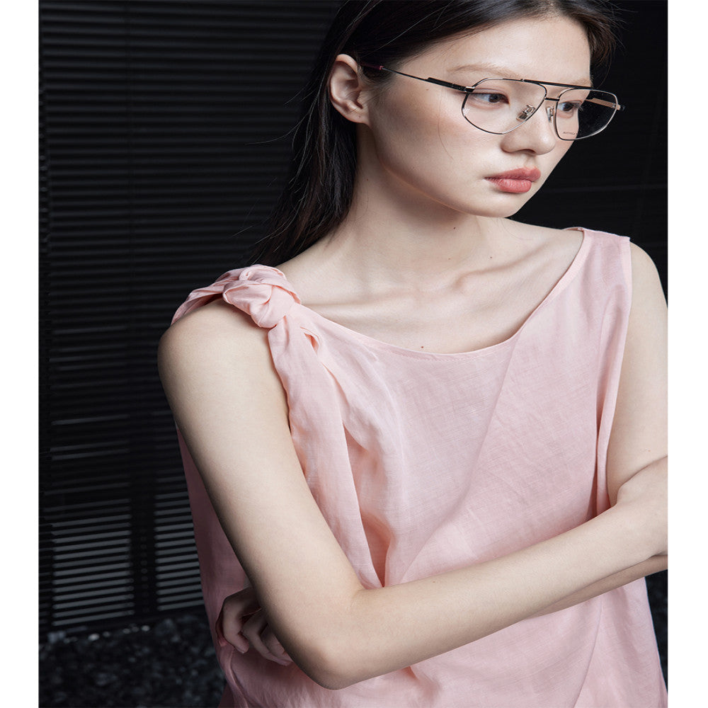 Moment pink sleeveless linen vest for women in the summer of 2025 new loose super hot age reducing light luxury high end feeling image 3