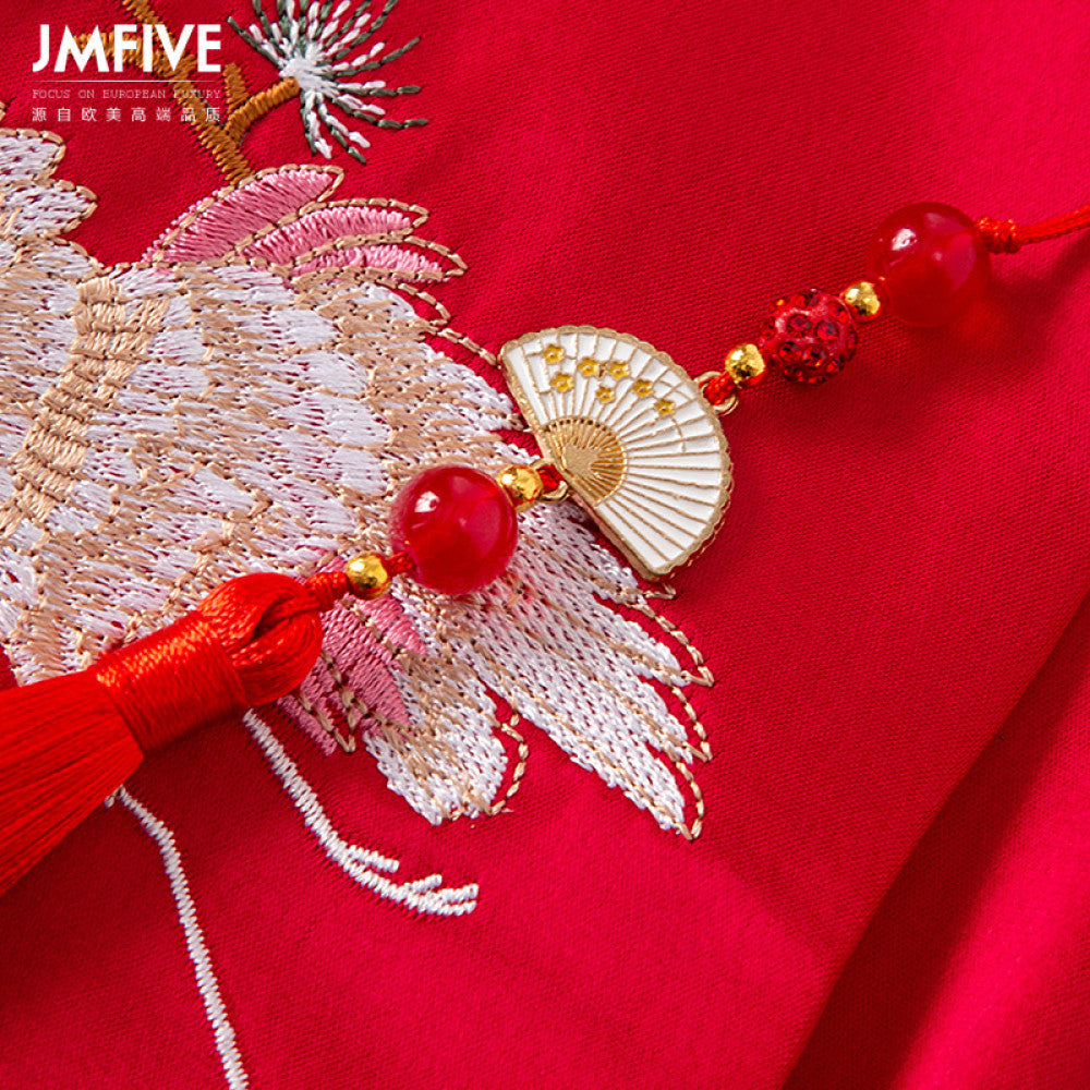 Retro Western style Red Acetate Vest for Women 2024 Autumn New Product Chinese Side Embroidered Hemp Vest for Women image 4