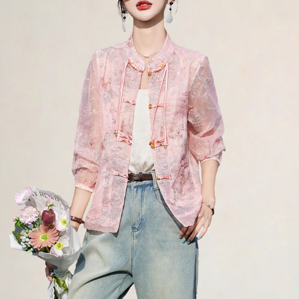 Fashionable new Chinese style embroidered buttons light sun protection jacket popular this year fresh heavy spring and autumn tops image 8