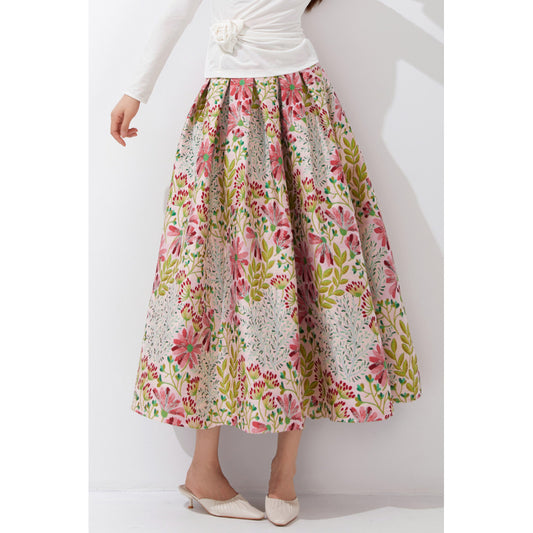 ASAYA4228 | Floral Embroidered Midi Skirt 🌸✨