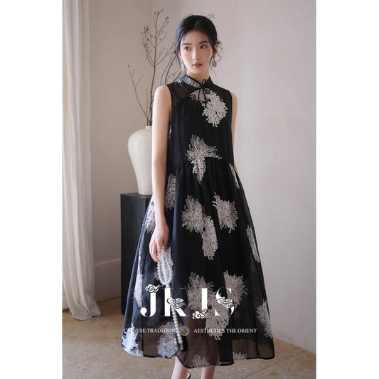 𝗔𝗦𝗔𝗬𝗔4203 🌸🖤 𝗖𝗵𝗿𝘆𝘀𝗮𝗻𝘁𝗵𝗲𝗺𝘂𝗺 𝗘𝗺𝗯𝗿𝗼𝗶𝗱𝗲𝗿𝗲𝗱 𝗗𝗿𝗲𝘀𝘀 (𝗪𝗶𝘁𝗵 𝗦𝗹𝗶𝗽 𝗜𝗻𝘀𝗶𝗱𝗲) 🌼✨