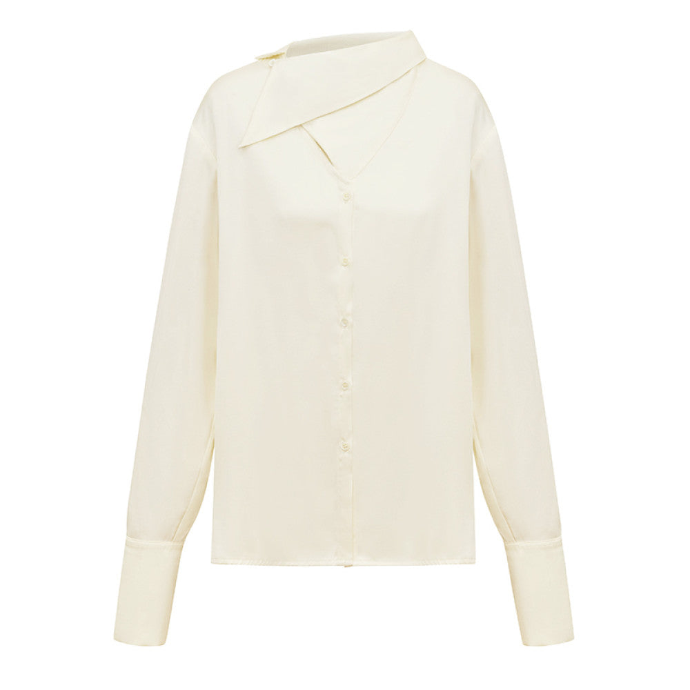 AEL original design simple shirt 2025 new women s autumn light luxury niche irregular long sleeved top image 10