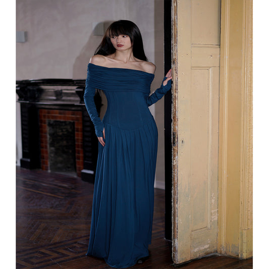 ASAYA4129  - Elegant and modern off-shoulder long dress in luxurious stretch fabric✨