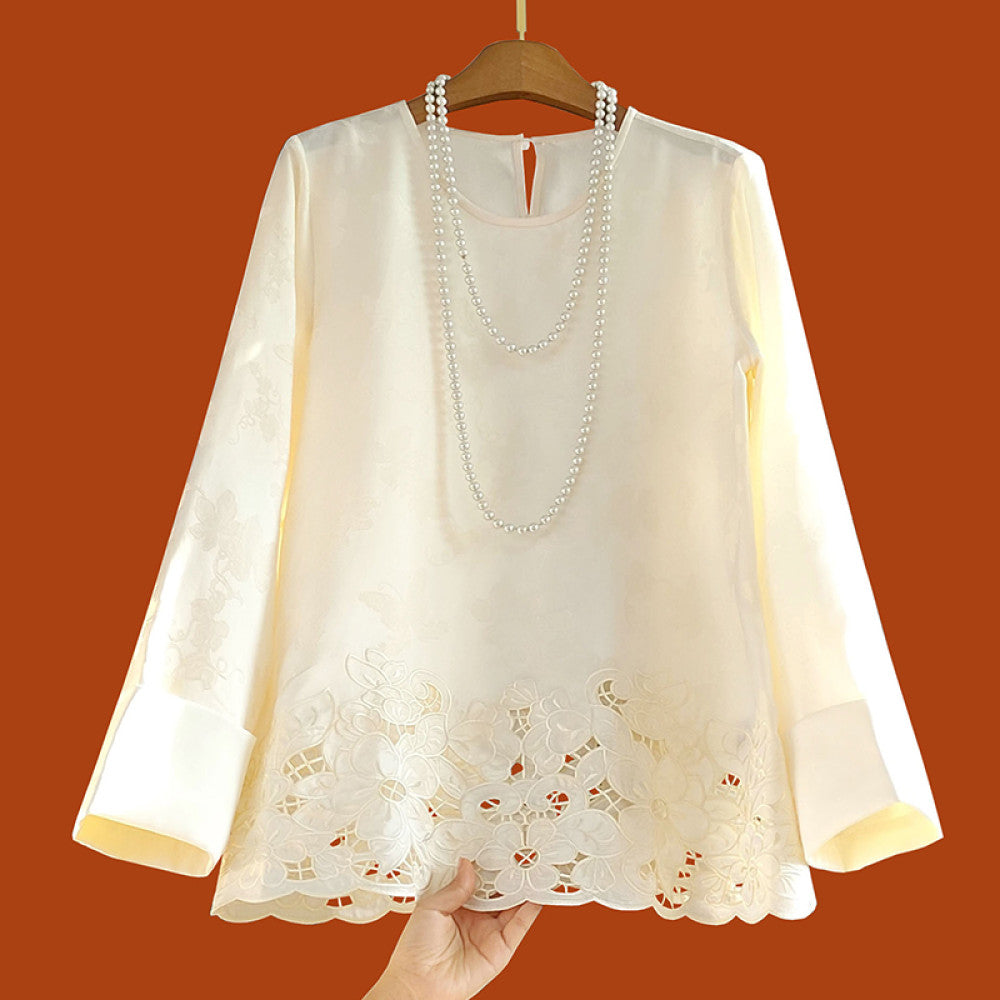 New Chinese style shirt women s long sleeve 2025 early spring new design niche black hollow embroidery national style top image 17