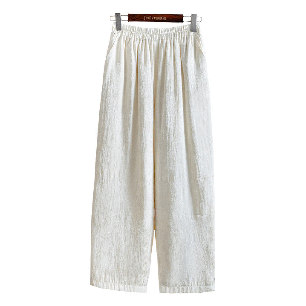 Retro temperament rayon jacquard cotton pants women 2024 winter new small high waist drape loose casual pants women image 23