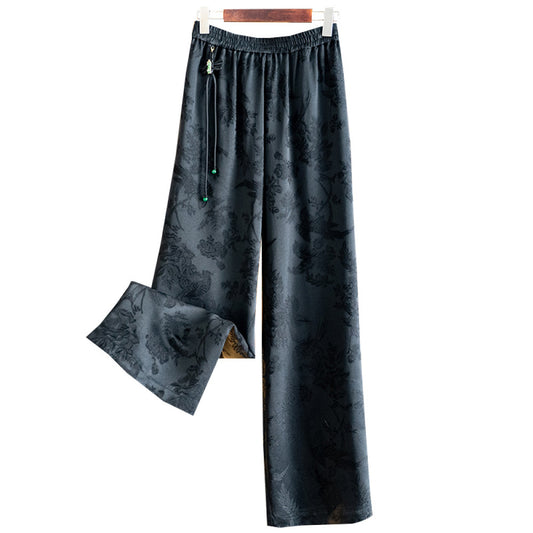 ASAYA4118: Retro Black Slim Straight Trousers