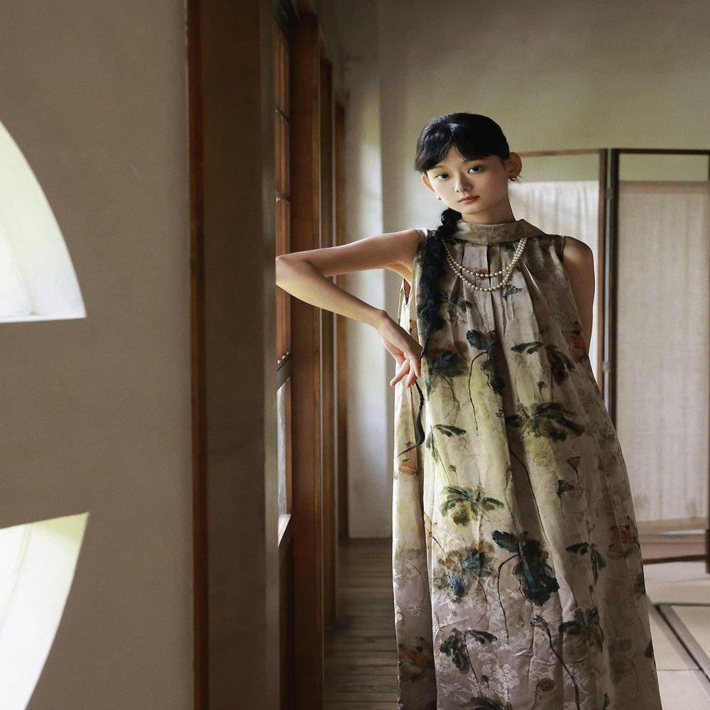 CHARMMY YE 24A W Chinese style ink and wash dark pattern print two wear new Chinese style vest long skirt image 4