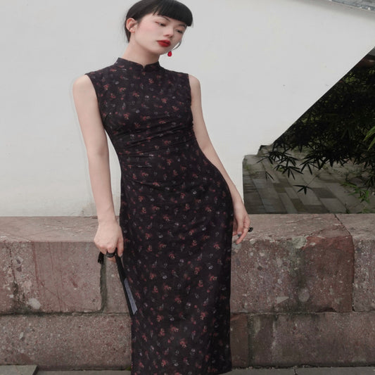 ASAYA4089 ✨ Retro Black Cheongsam Dress 🌺