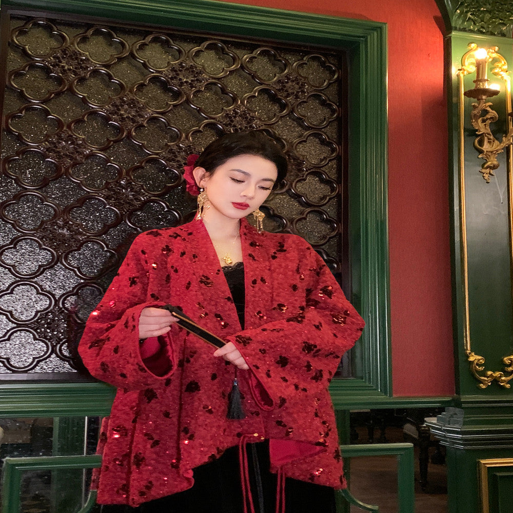 MOSS STUDIO Yun Yang Feng Hua Chinese style winter thickened heavy beaded woolen coat for women image 17