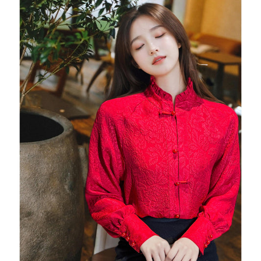 ASAYA4061 - Maple Leaf Jacquard Satin Dress 🌿🍁