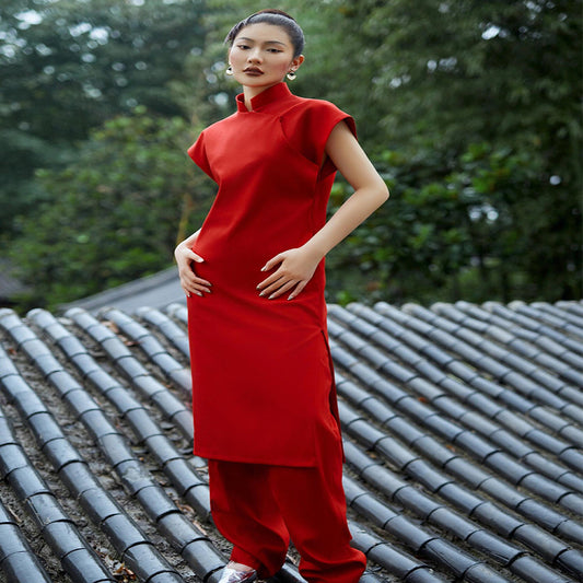 ASAYA4021 Timeless Red Cheongsam Set ❤️🌹 (Two Piece Set) 🧧