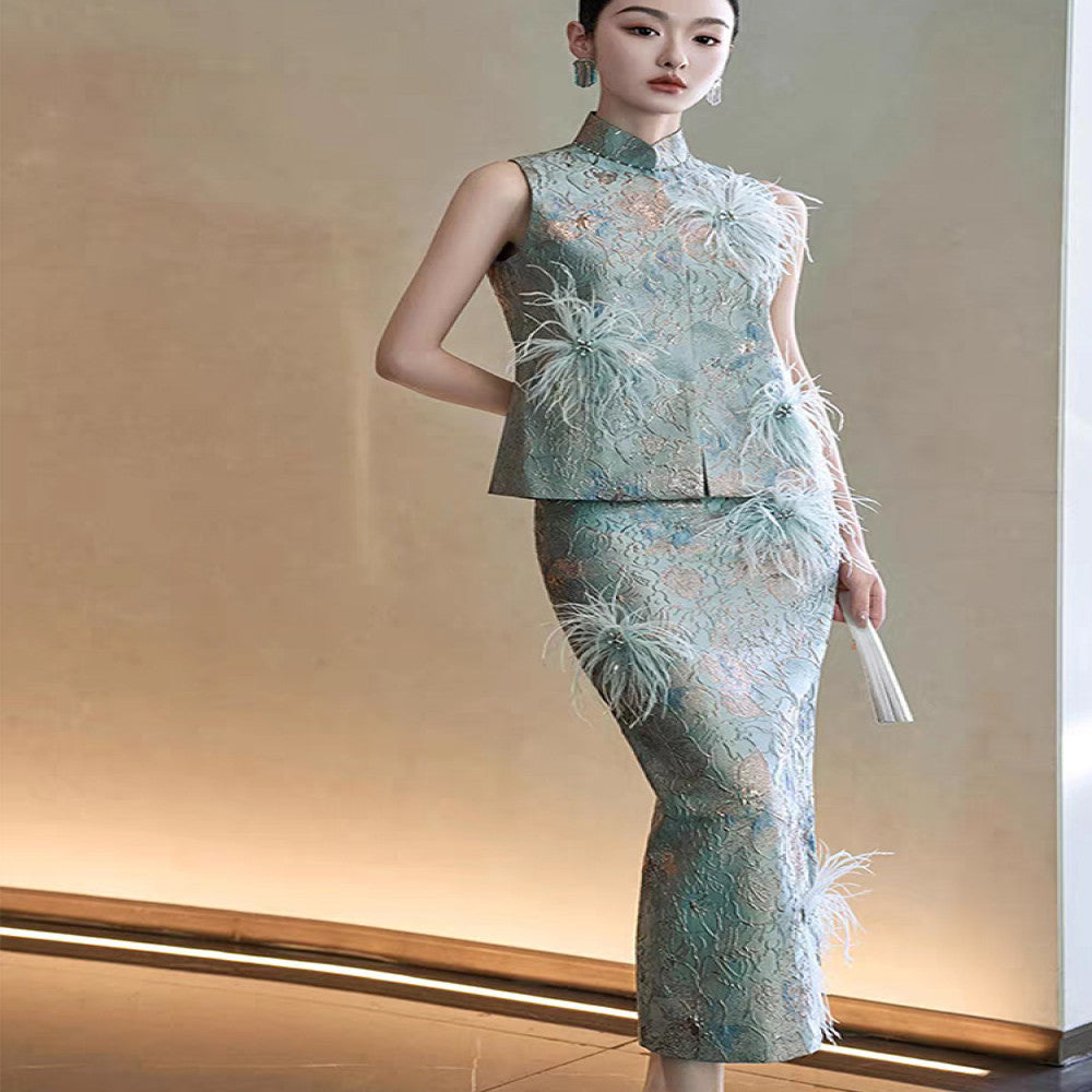 New Chinese style morning shoot dress female bride high end national style wedding banquet high end luxury niche suit toast dress long image 3