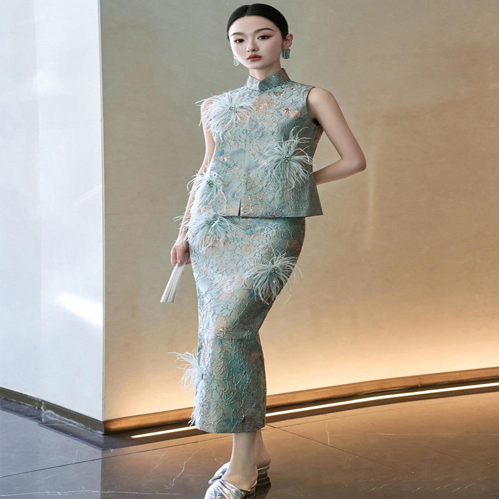 New Chinese style morning shoot dress female bride high end national style wedding banquet high end luxury niche suit toast dress long image 5