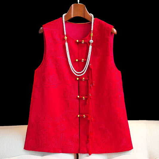 ASAYA4015 - Red Embroidery Vest ✨