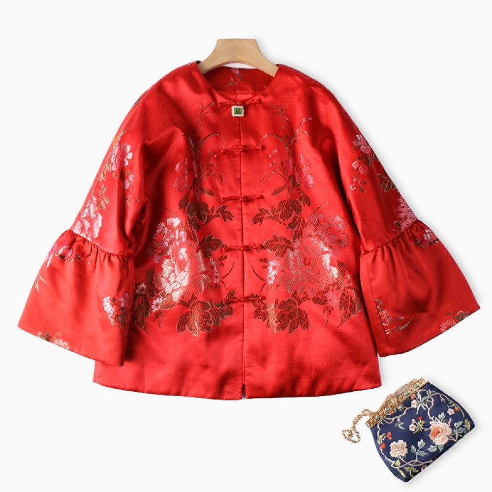 Excluding cost processing price CPP1244 jacquard old satin old fabric retro cotton coat jacket Chinese style jacket winter image 6
